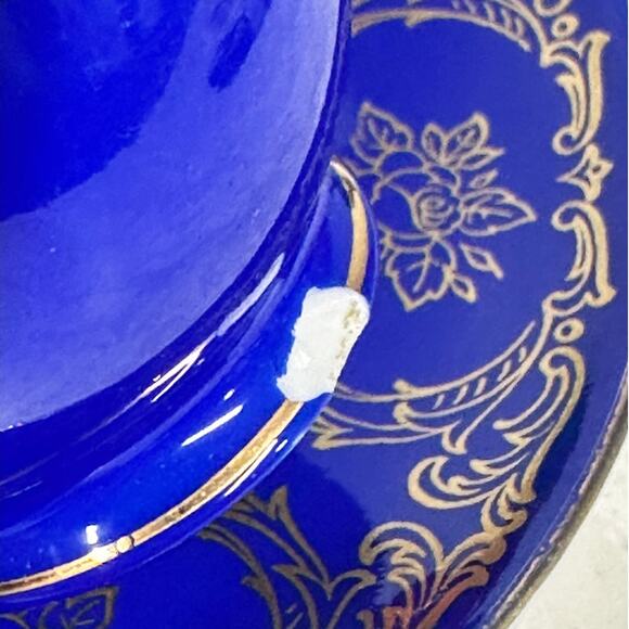 Bavaria Tirschenreuth PT Germany Demitasse Cobalt Green Rose Pink Cup Saucers 4 - Picture 15 of 15